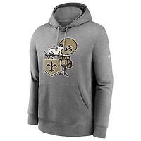 Men's Nike New Orleans Saints Heathered Gray Fan Gear Rewind Club - Pullover Hoodie
