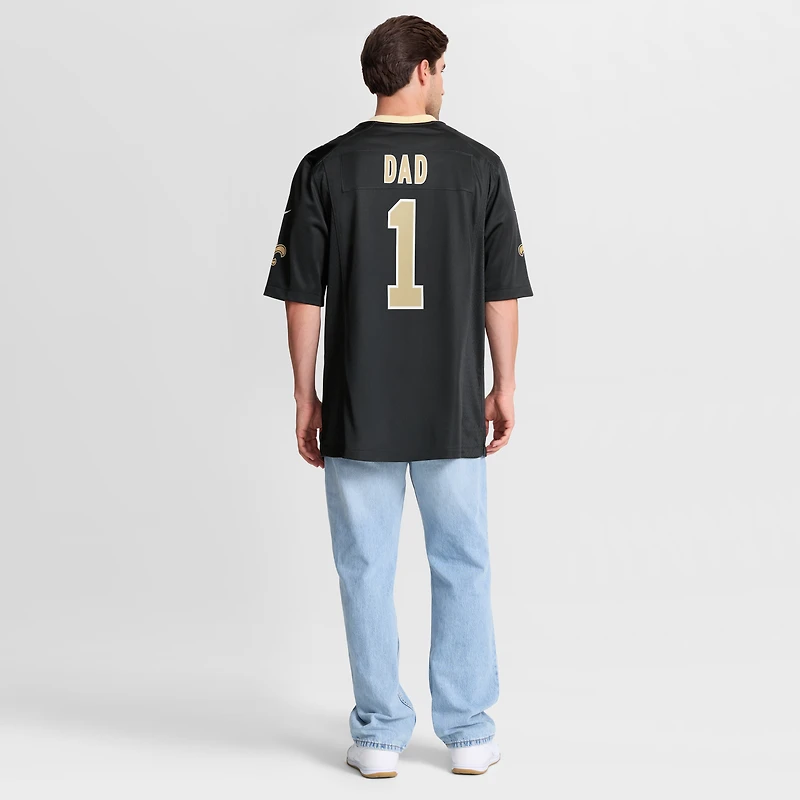 Maillot de match Nike numéro 1 Dad noir des Saints la Nouvelle-Orléans pour homme