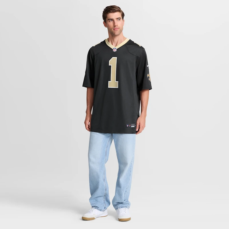 Men's Nike Number 1 Groom Black New Orleans Saints Game Jersey