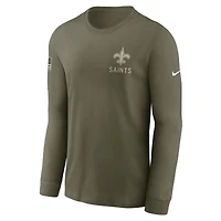 Men's Nike Olive New Orleans Saints 2025 Salute to Service Sideline Long Sleeve T-Shirt