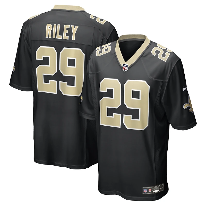 Maillot Nike Quincy Riley noir pour homme des Saints de la Nouvelle-Orléans