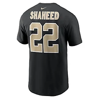 T-shirt Nike Rashid Shaheed pour homme avec nom et numéro des New Orleans Saints noir