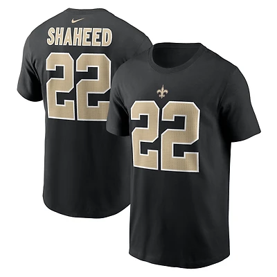 T-shirt Nike Rashid Shaheed pour homme avec nom et numéro des New Orleans Saints noir