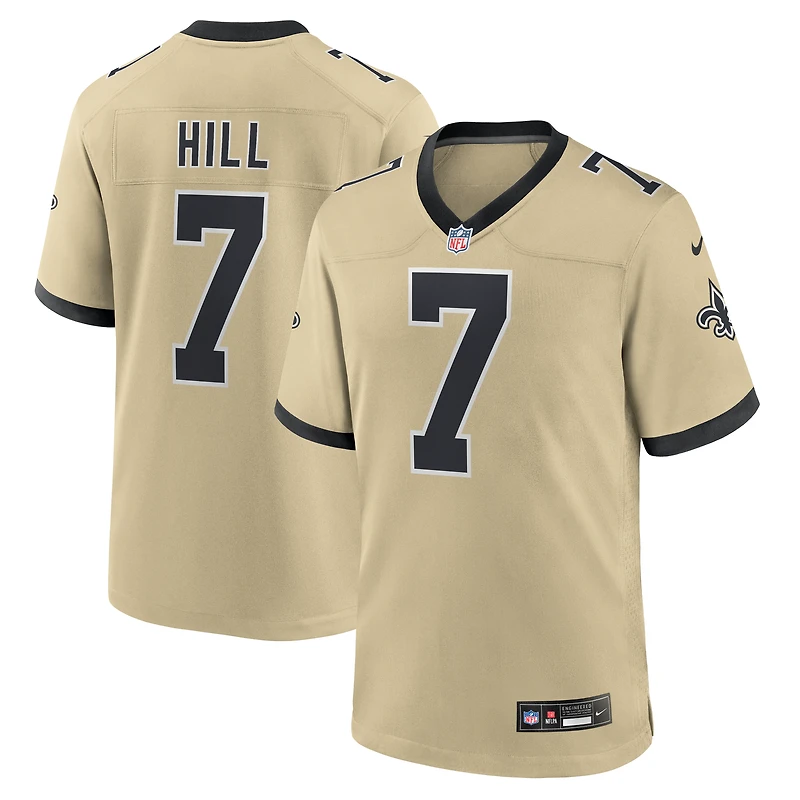 Maillot de joueur alternatif Nike Taysom Hill Gold des New Orleans Saints Gameday Golds pour homme