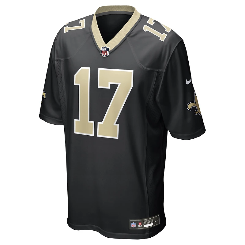 Maillot Nike Trey Palmer noir pour homme des Saints de la Nouvelle-Orléans