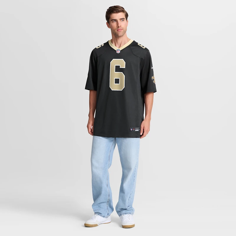 Men's Nike Tyler Shough Black New Orleans Saints Game Jersey