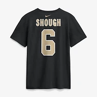 T-shirt Nike Tyler Shough noir pour homme, avec nom et numéro des Saints de la Nouvelle-Orléans