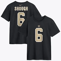 T-shirt Nike Tyler Shough noir pour homme, avec nom et numéro des Saints de la Nouvelle-Orléans