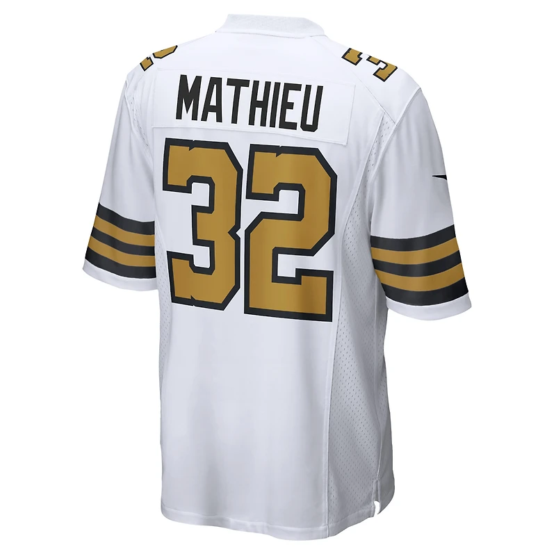 Maillot Nike Tyrann Mathieu blanc pour homme des Saints de la Nouvelle-Orléans