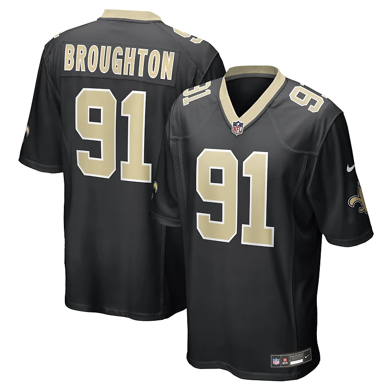 Men's Nike Vernon Broughton  Black New Orleans Saints Team Game Jersey