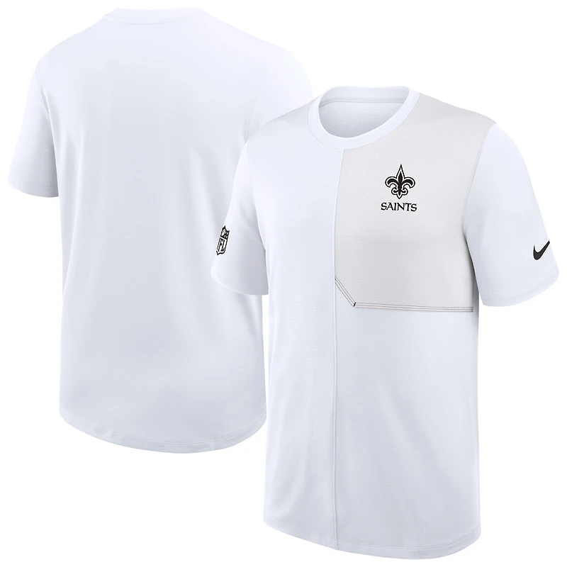 T-shirt d'entraîneur Nike blanc New Orleans Saints Sideline UV Dri-Fit pour homme