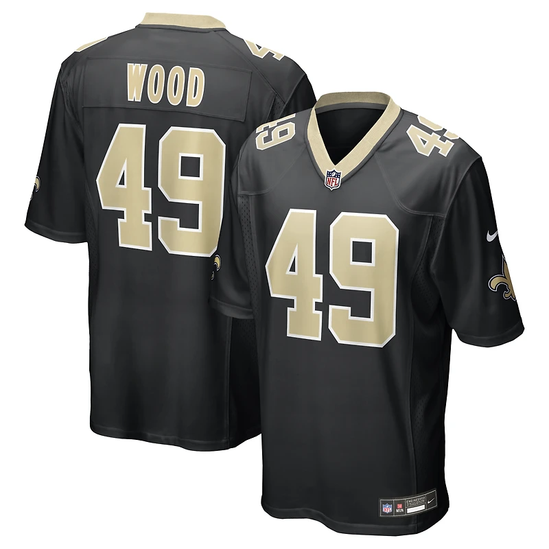 Maillot de match Nike Zach Wood pour hommes, noir, New Orleans Saints