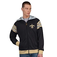 Men's Pro Player Black/Gold New Orleans Saints Helmet Full-Zip Hooded Track Jacket