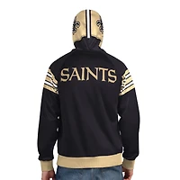 Men's Pro Player Black/Gold New Orleans Saints Helmet Full-Zip Hooded Track Jacket