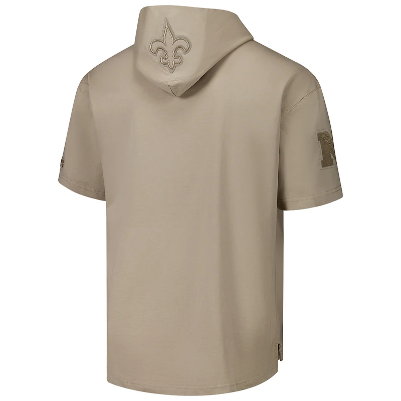 Men's Pro Standard Tan New Orleans Saints Neutrals Capsule Short Sleeve Pullover Hoodie