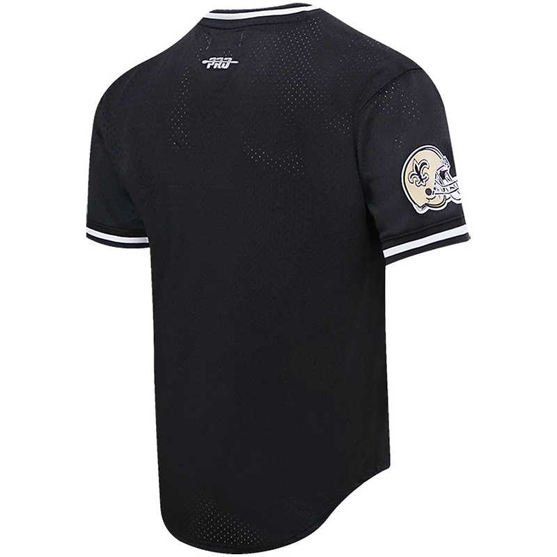 Haut Pro Standard Tyrann Mathieu noir pour hommes, nom et numéro de joueur en maille des Saints la Nouvelle-Orléans