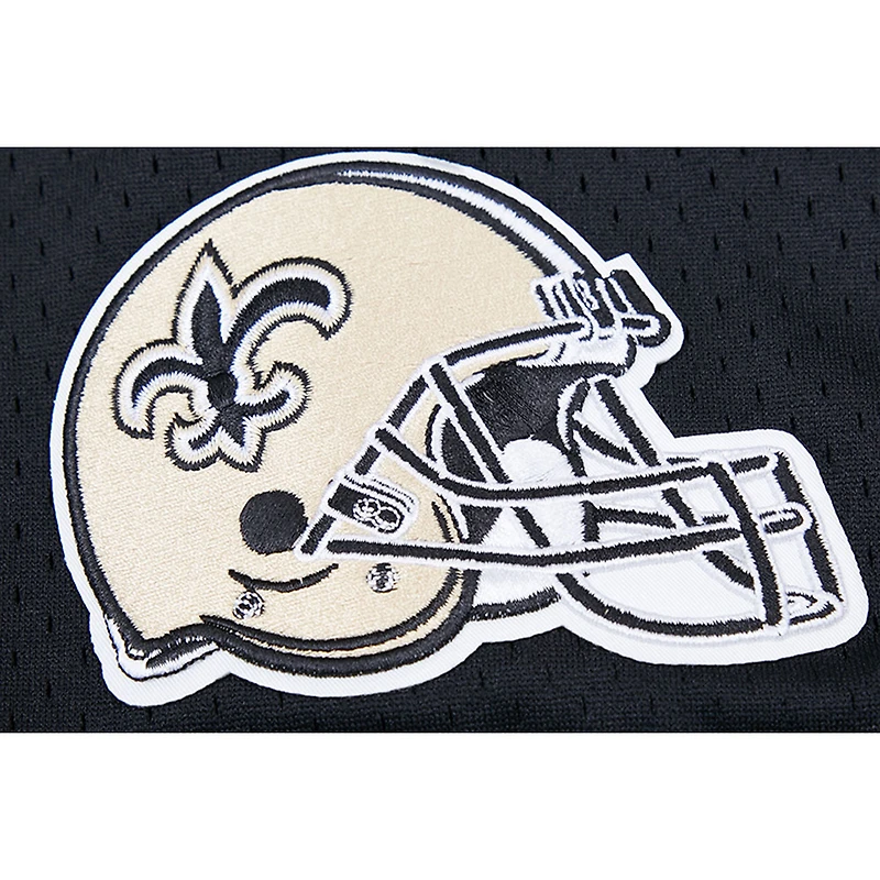 Haut Pro Standard Tyrann Mathieu noir pour hommes, nom et numéro de joueur en maille des Saints la Nouvelle-Orléans