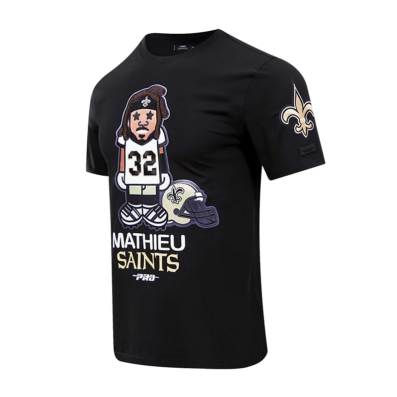 T-shirt graphique pour hommes Pro Standard Tyrann Mathieu noir New Orleans Saints Player Avatar