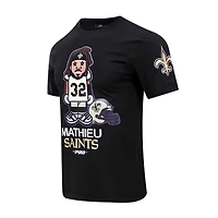 T-shirt graphique pour hommes Pro Standard Tyrann Mathieu noir New Orleans Saints Player Avatar