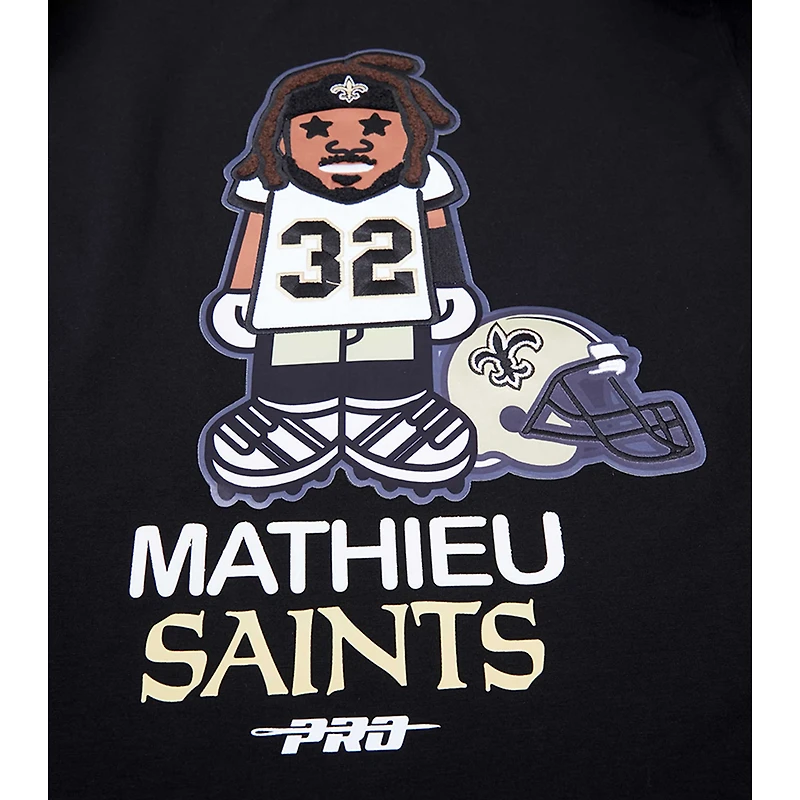 T-shirt graphique pour hommes Pro Standard Tyrann Mathieu noir New Orleans Saints Player Avatar
