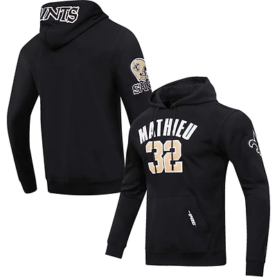 Sweat à capuche Pro Standard Tyrann Mathieu pour hommes, noir, nom et numéro du joueur des Saints de la Nouvelle-Orléans