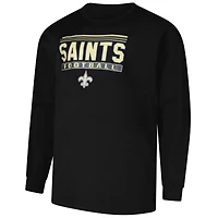 T-shirt à manches longues Pop Big & Tall pour homme avec profil noir New Orleans Saints