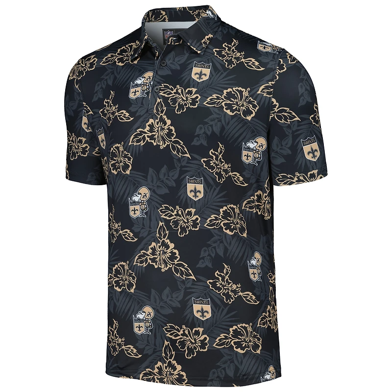 Polo Performance Pua Reyn Spooner noir des New Orleans Saints pour homme