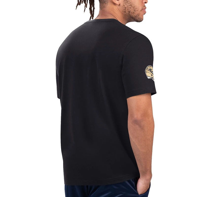 Men's Starter Black/Gold New Orleans Saints Finish Line Extreme Graphic T-Shirt