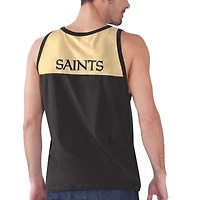 Débardeur mode Starter noir/doré New Orleans Saints Logo Touchdown pour homme