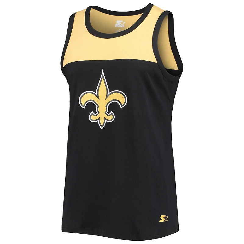 Men's Starter Black/Gold New Orleans Saints Team Touchdown Fashion Tank Top