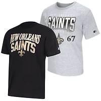 Men's Starter  Black/Gray New Orleans Saints Two-Pack Logo T-Shirt Set