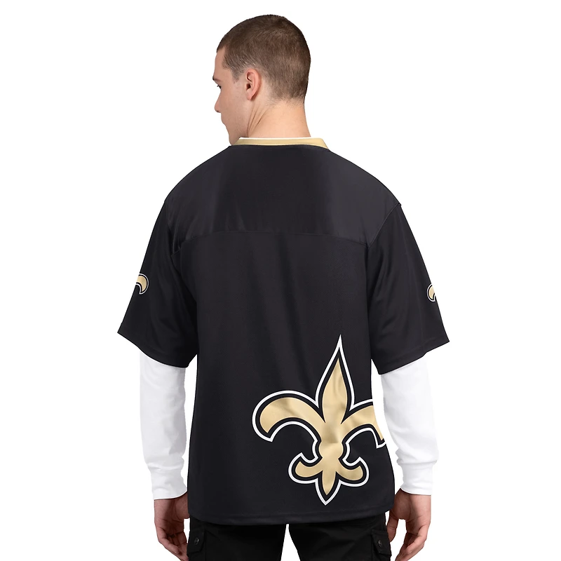 Pack de t-shirts à manches courtes et longues Starter noir blanc pour homme, New Orleans Saints