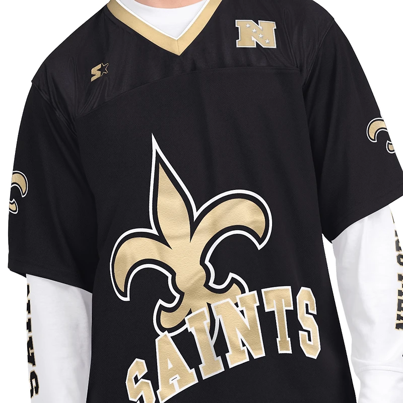 Men's Starter Black/White New Orleans Saints Short Sleeve & Long T-Shirt Combo Pack