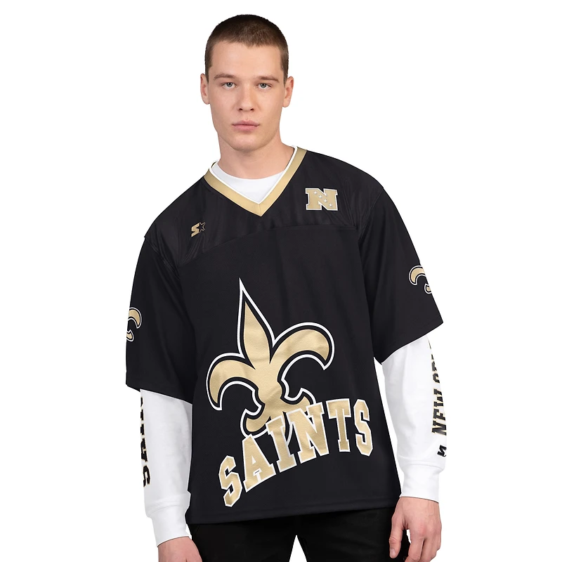 Men's Starter Black/White New Orleans Saints Short Sleeve & Long T-Shirt Combo Pack