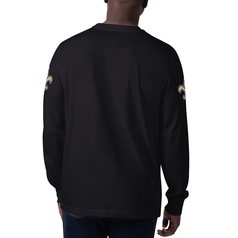 Men's Starter Black New Orleans Saints Clutch Hit Long Sleeve T-Shirt