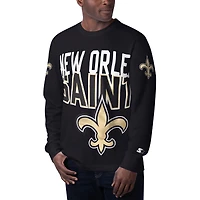 Men's Starter Black New Orleans Saints Clutch Hit Long Sleeve T-Shirt