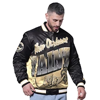 Men's Starter Black New Orleans Saints Pass Rush Varsity Full-Snap Jacket