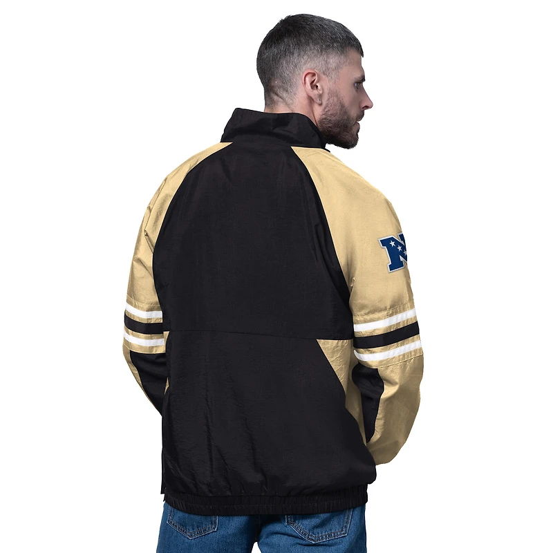 Men's Starter Black New Orleans Saints Prospect Half-Zip Pullover