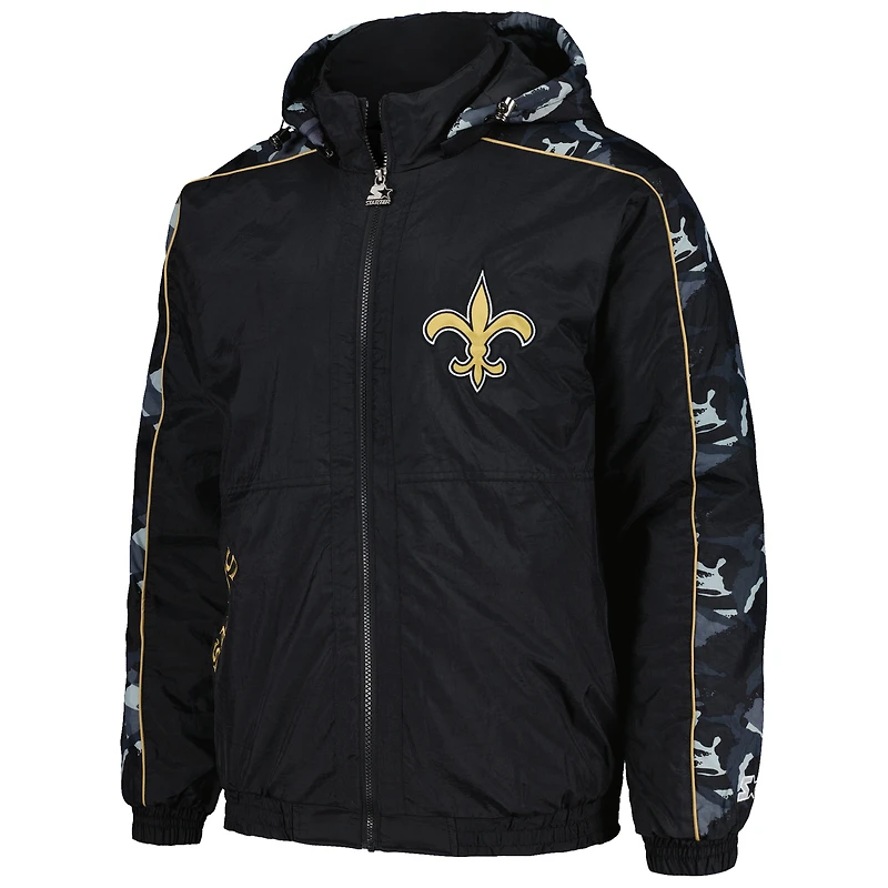 Men's Starter Black New Orleans Saints Thursday Night Gridiron Full-Zip Hoodie