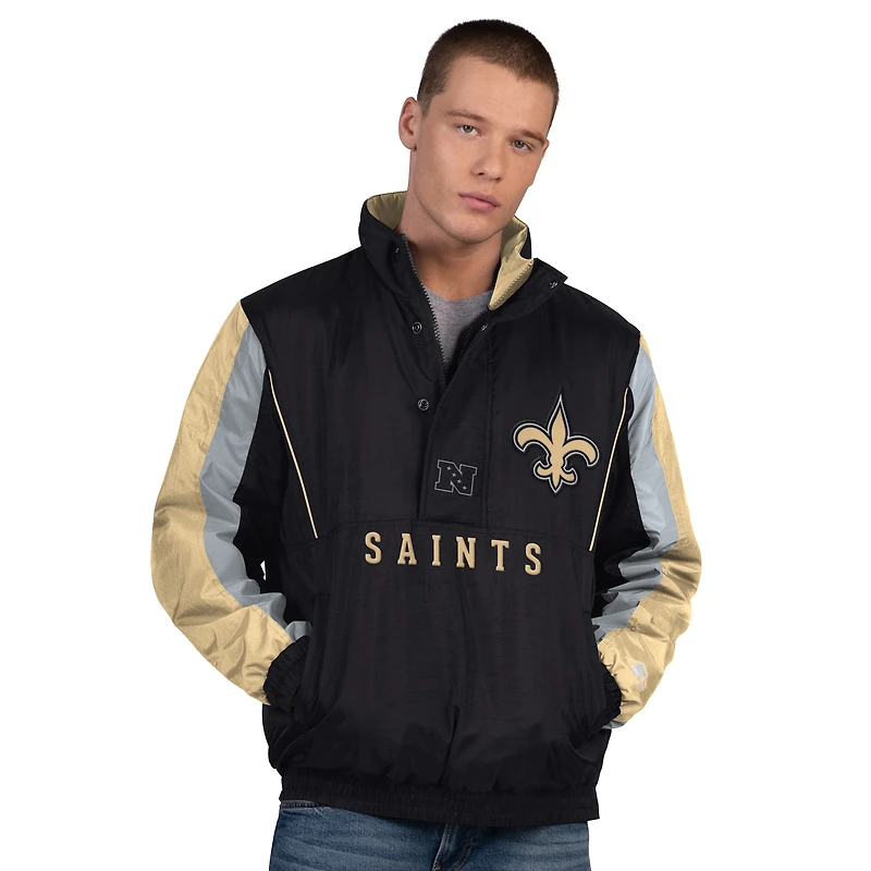 Men's Starter  Black New Orleans Saints Thursday Night Gridiron Half-Zip Jacket