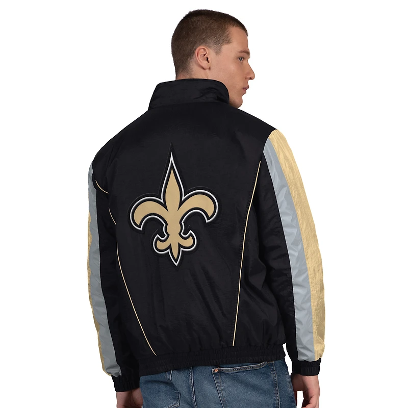 Men's Starter Black New Orleans Saints Thursday Night Gridiron Half-Zip Jacket