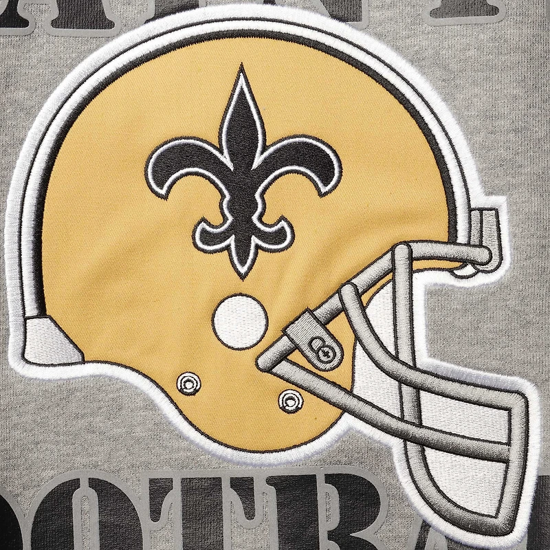 Men's Starter Gray New Orleans Saints Locker Room Throwback End Zone Pullover Sweatshirt