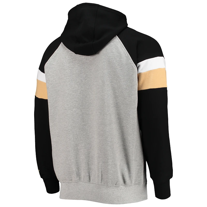 Men's Starter Heathered Gray/Black New Orleans Saints Home Run Raglan Pullover Hoodie