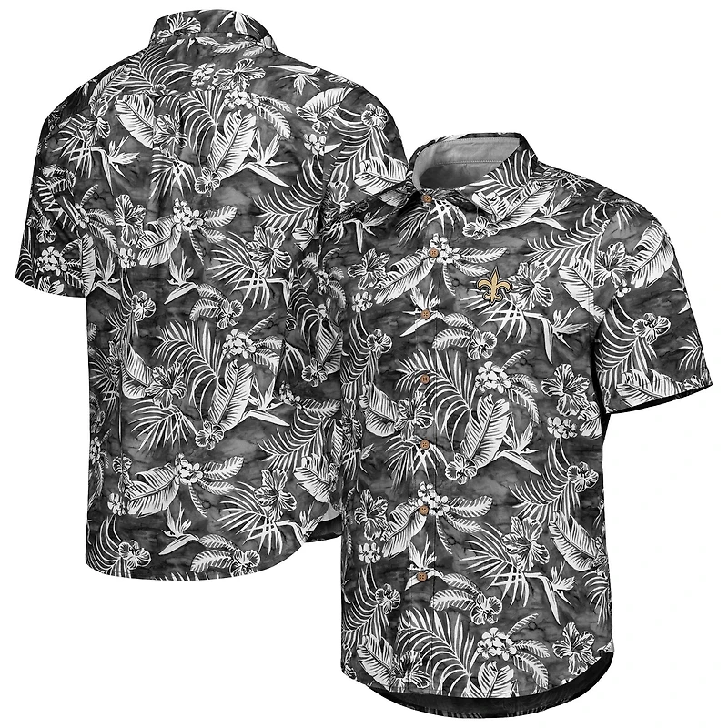 Chemise Tommy Bahama Black New Orleans Saints Aqua Lush Full Button pour homme