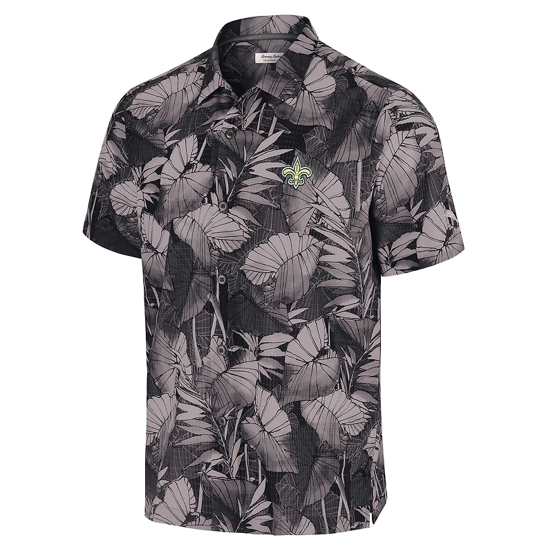 Chemise boutonnée noire Tommy Bahama pour homme, New Orleans Saints Coast Nuevo Fronds Camp