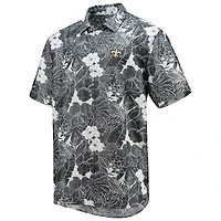 Chemise boutonnée Tommy Bahama noire New Orleans Saints Coconut Point Playa Floral IslandZone pour hommes
