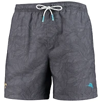 Men's Tommy Bahama Black New Orleans Saints Naples Layered Leaves Swim Trunks