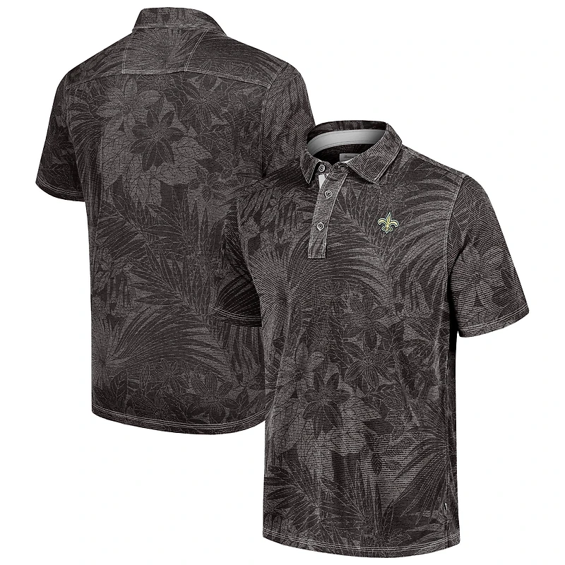 Polo Tommy Bahama noir pour homme des Saints de la Nouvelle-Orléans Sport Santiago Paradise