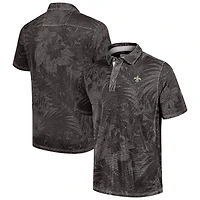 Polo Tommy Bahama noir pour homme des Saints de la Nouvelle-Orléans Sport Santiago Paradise