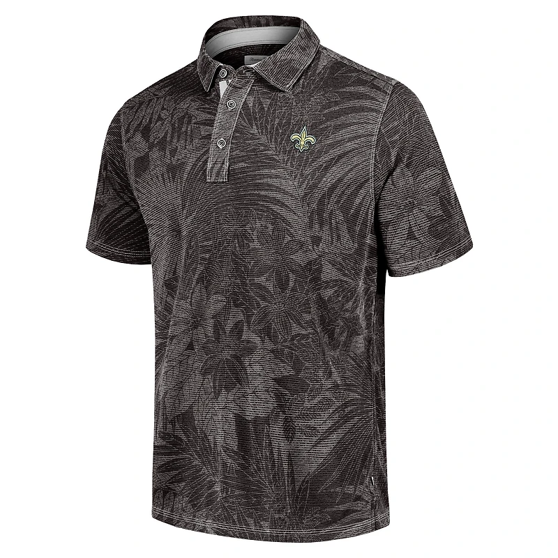 Polo Tommy Bahama noir pour homme des Saints de la Nouvelle-Orléans Sport Santiago Paradise